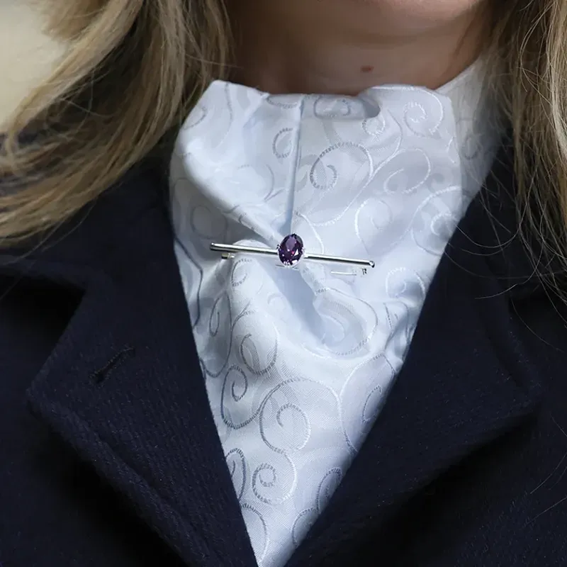 Equetech One Size Deluxe Amethyst Stock Pin in Silver-1