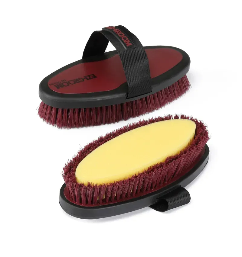 Shires Large Ezi-Groom Grip Body Wash Brush in Burgundy
