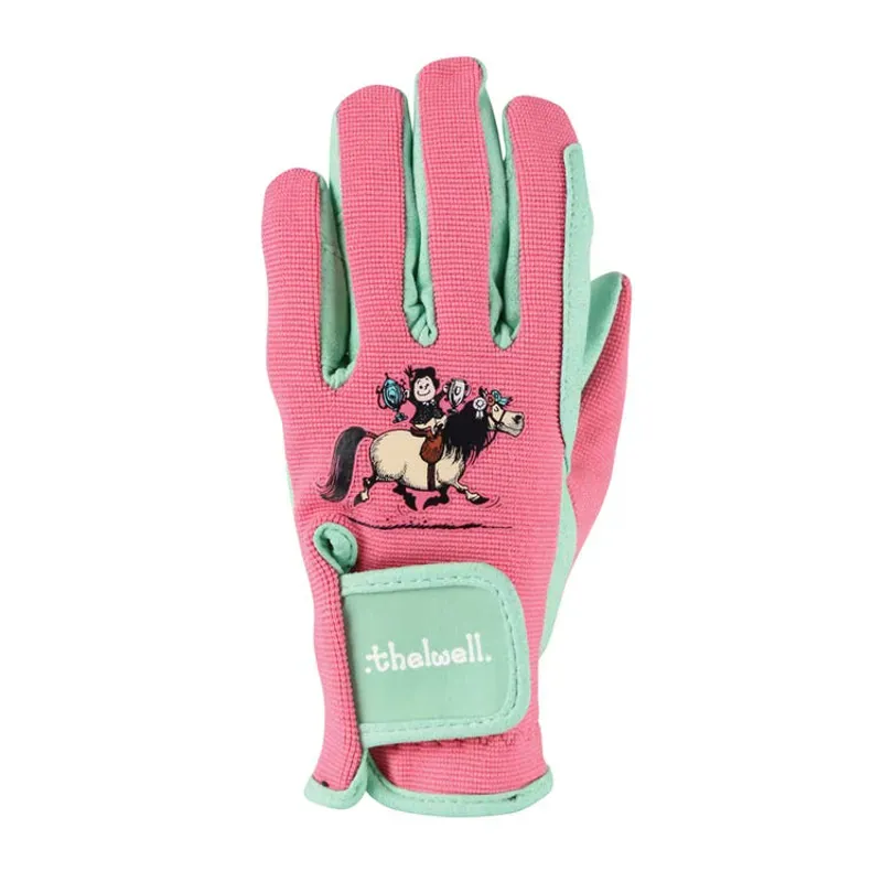 Hy Equestrian Thelwell Collection Childs Trophy Gloves in Mint/Pink