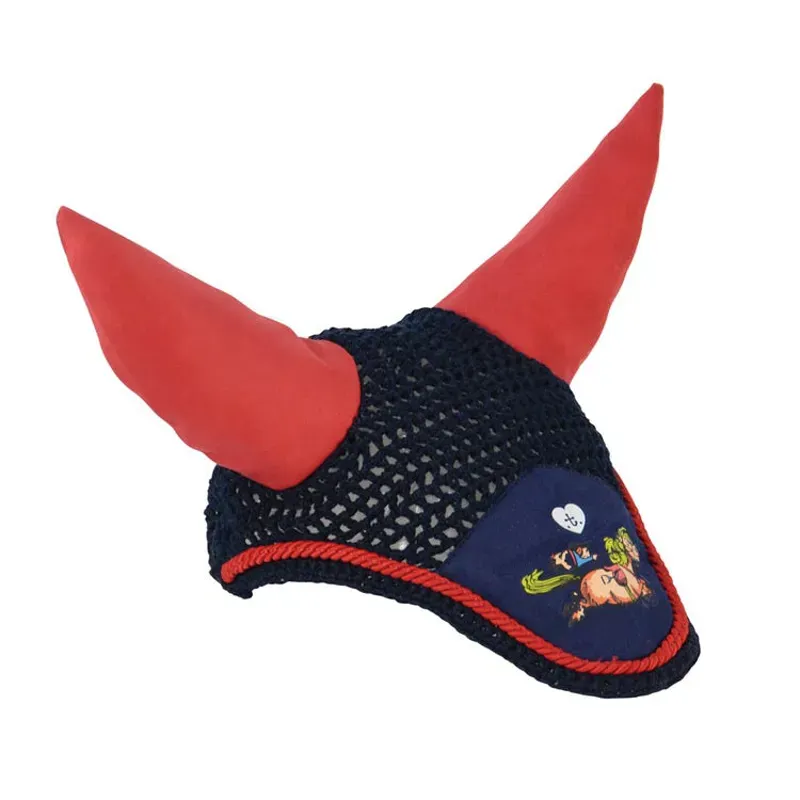 Hy Equestrian Thelwell Collection Fly Veil in Navy/Red