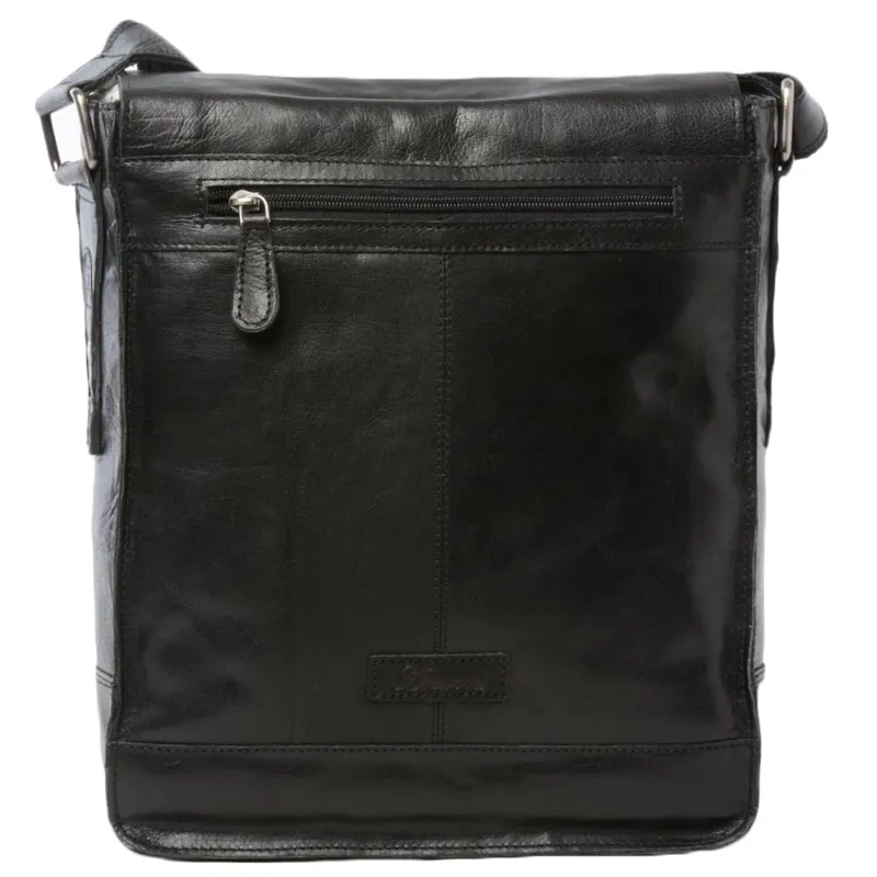 Ashwood Leather Crumble Messenger Bag Black 8342-2