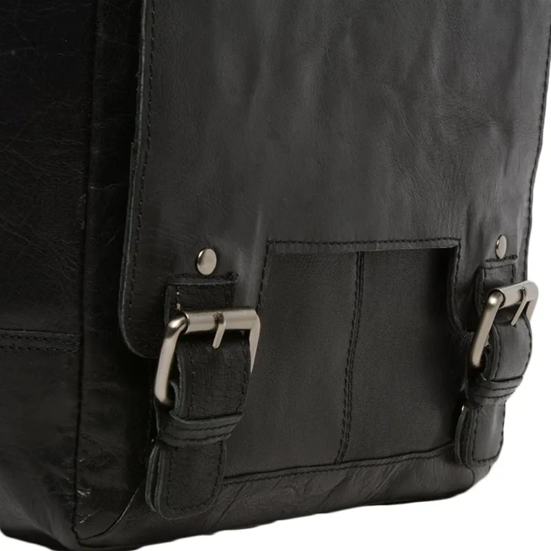 Ashwood Leather Crumble Messenger Bag Black 8342-3