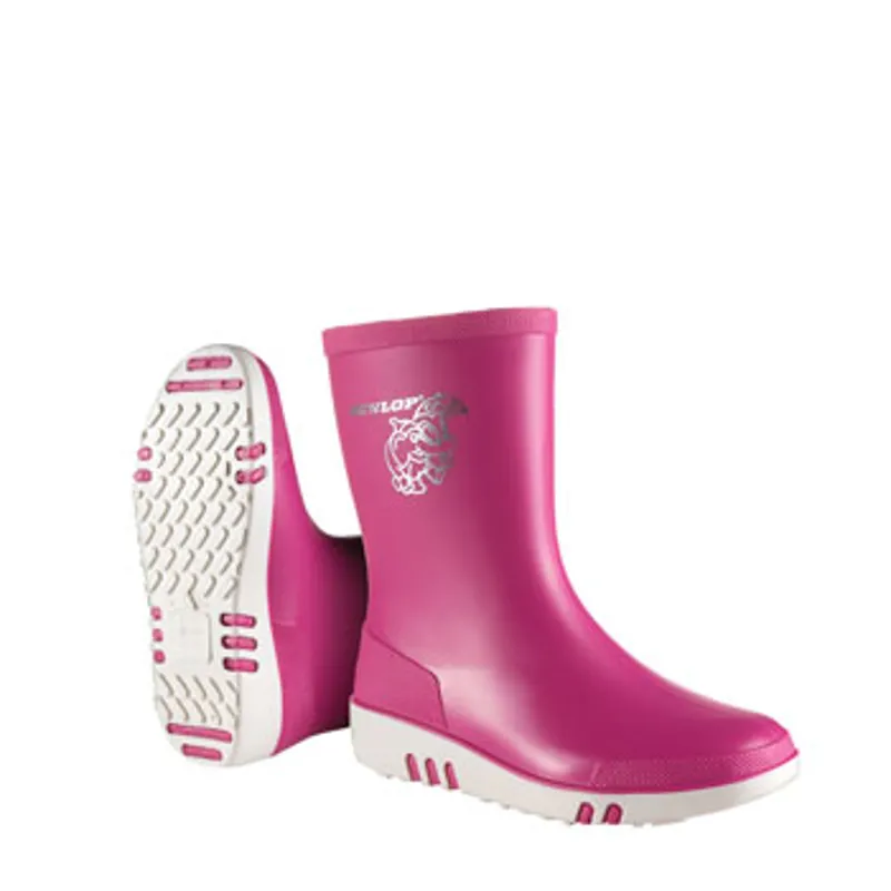 Dunlop Mini Wellies in Pink/White