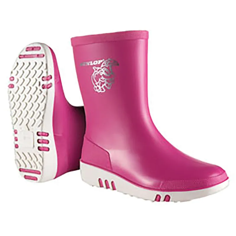 Dunlop Mini Wellies in Pink/White-1