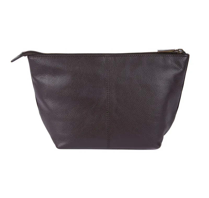 Barbour Kilnsey Leather Washbag in Brown/Classic-1