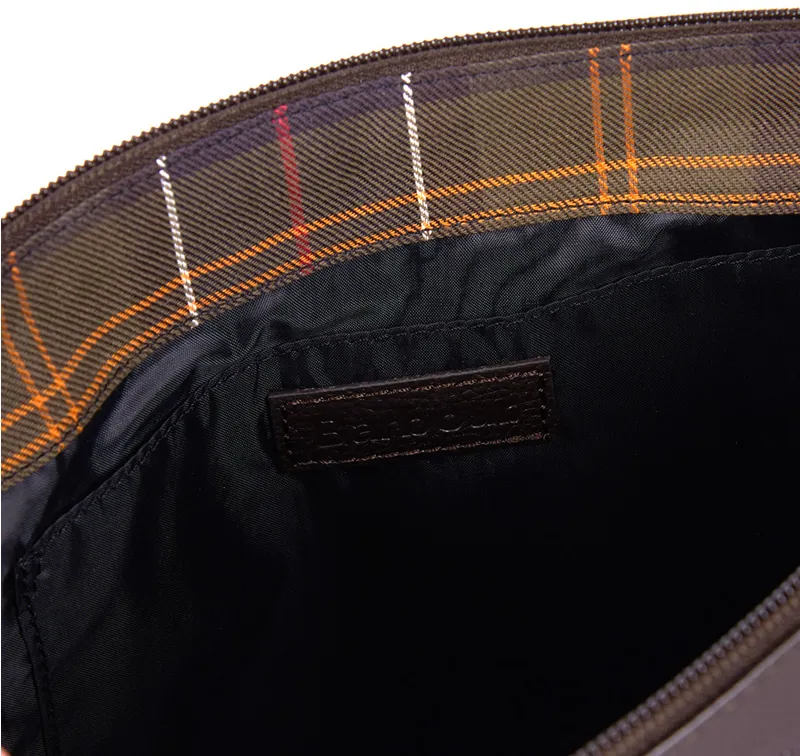 Barbour Kilnsey Leather Washbag in Brown/Classic-2