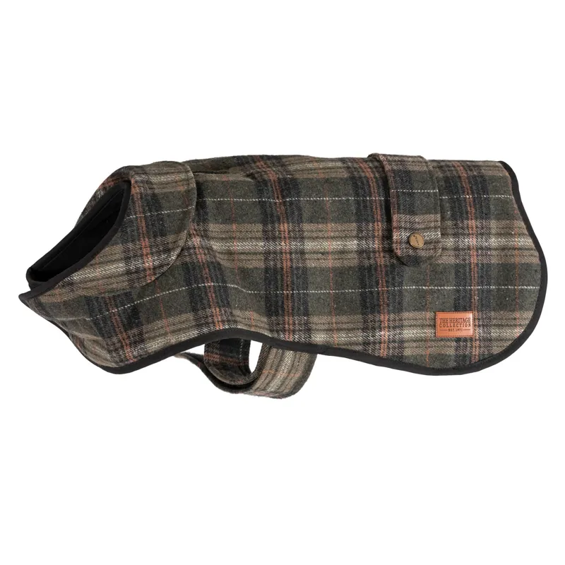 Ancol Small/Medium 35cm Heritage Collection Check Coat in Green
