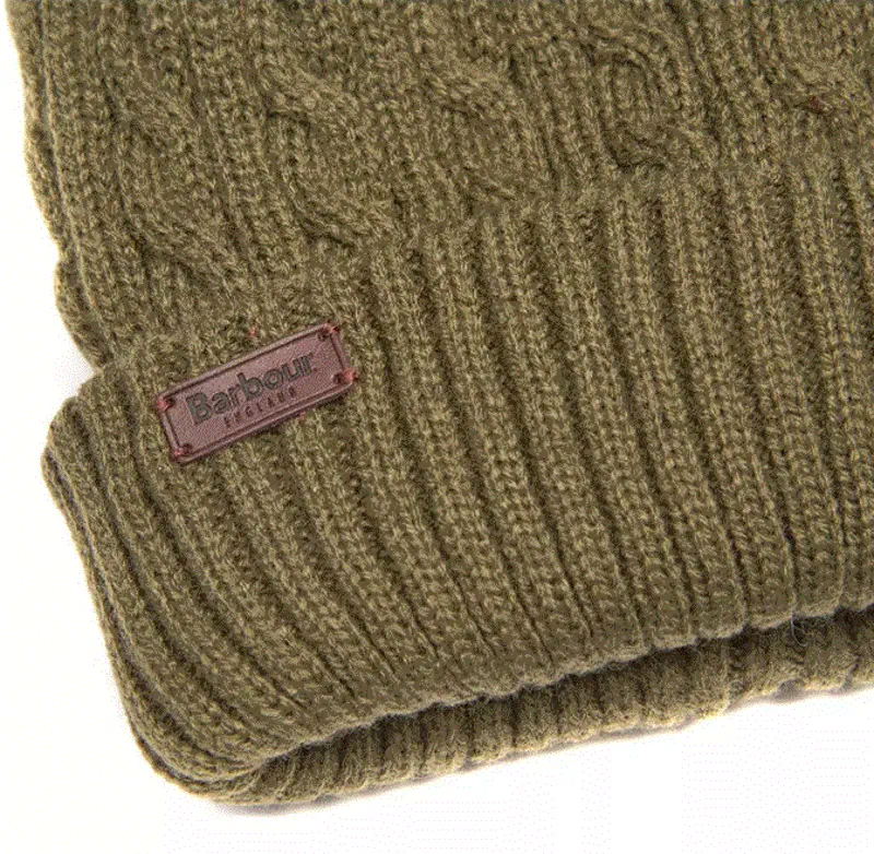 Barbour Balfron Knit Beanie Hat in Olive-2