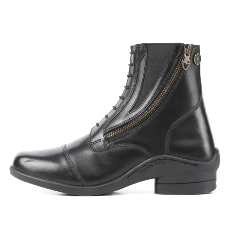 Moretta Alessia Leather Paddock Boots in Black