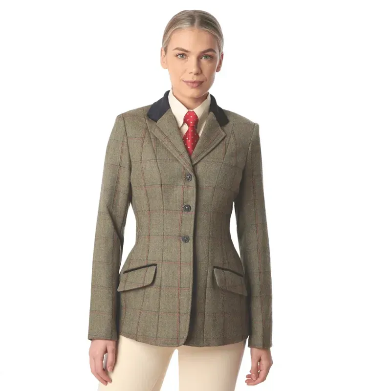 Equetech Ladies Launton Deluxe Tweed Riding Jacket in Green-3