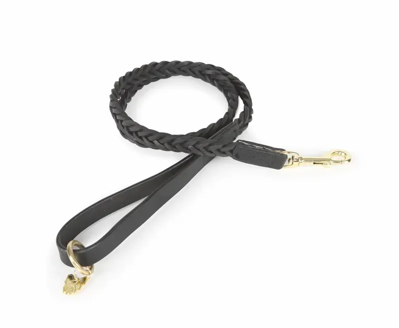 Digby and Fox Plaited Dog Lead in Black