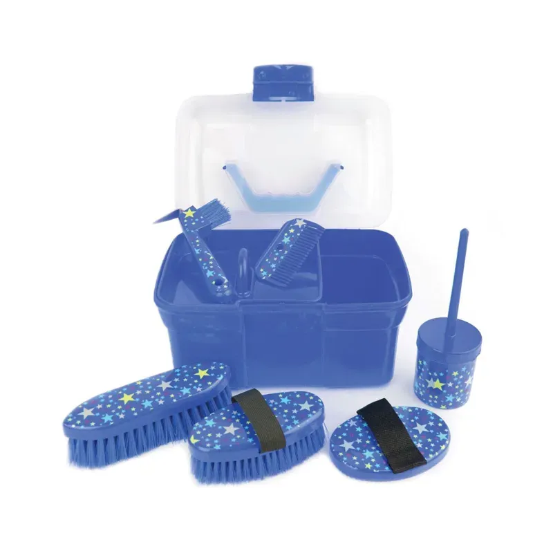 Lincoln Horse Care Accessories Star Pattern Grooming Kit in Navy