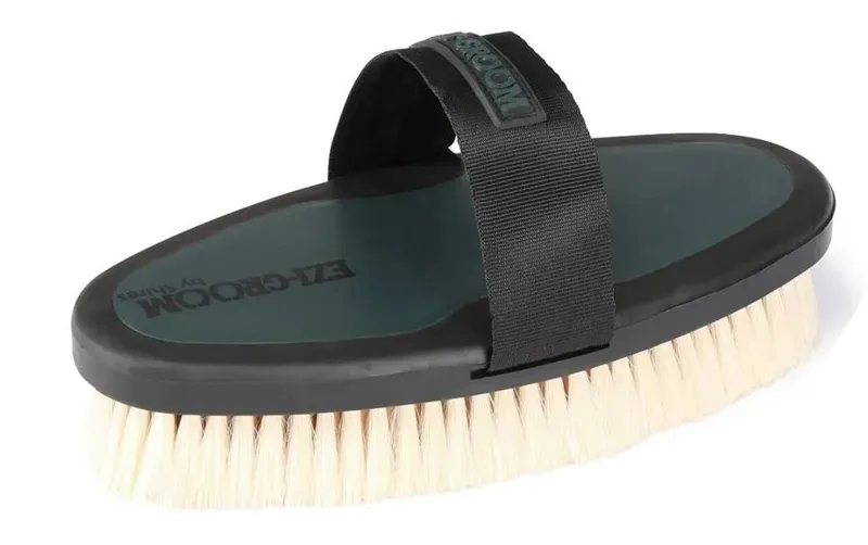 Ezi-Groom Large Grip Body Brush With Goat Hair in Forest