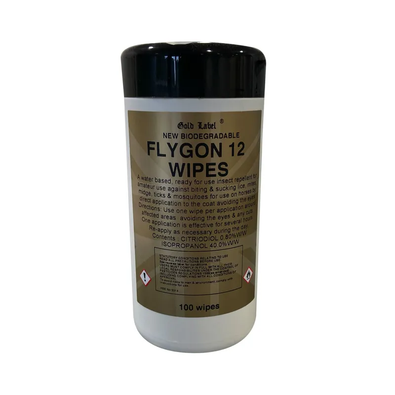 Gold Label 100 Pack 12 Wipes Flygon Fly Repellent in Gold