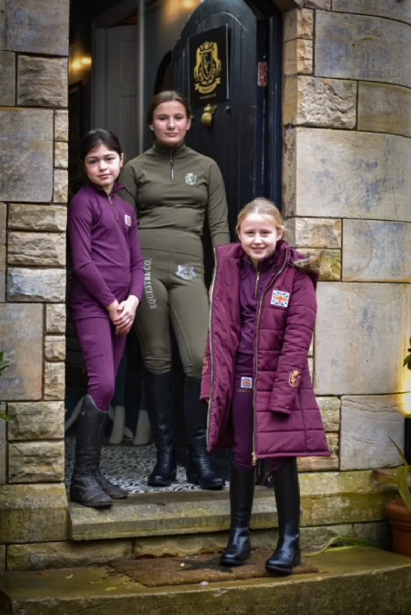 Equestre Co. Elite Young Rider Long Riding Jacket in Burgundy -4