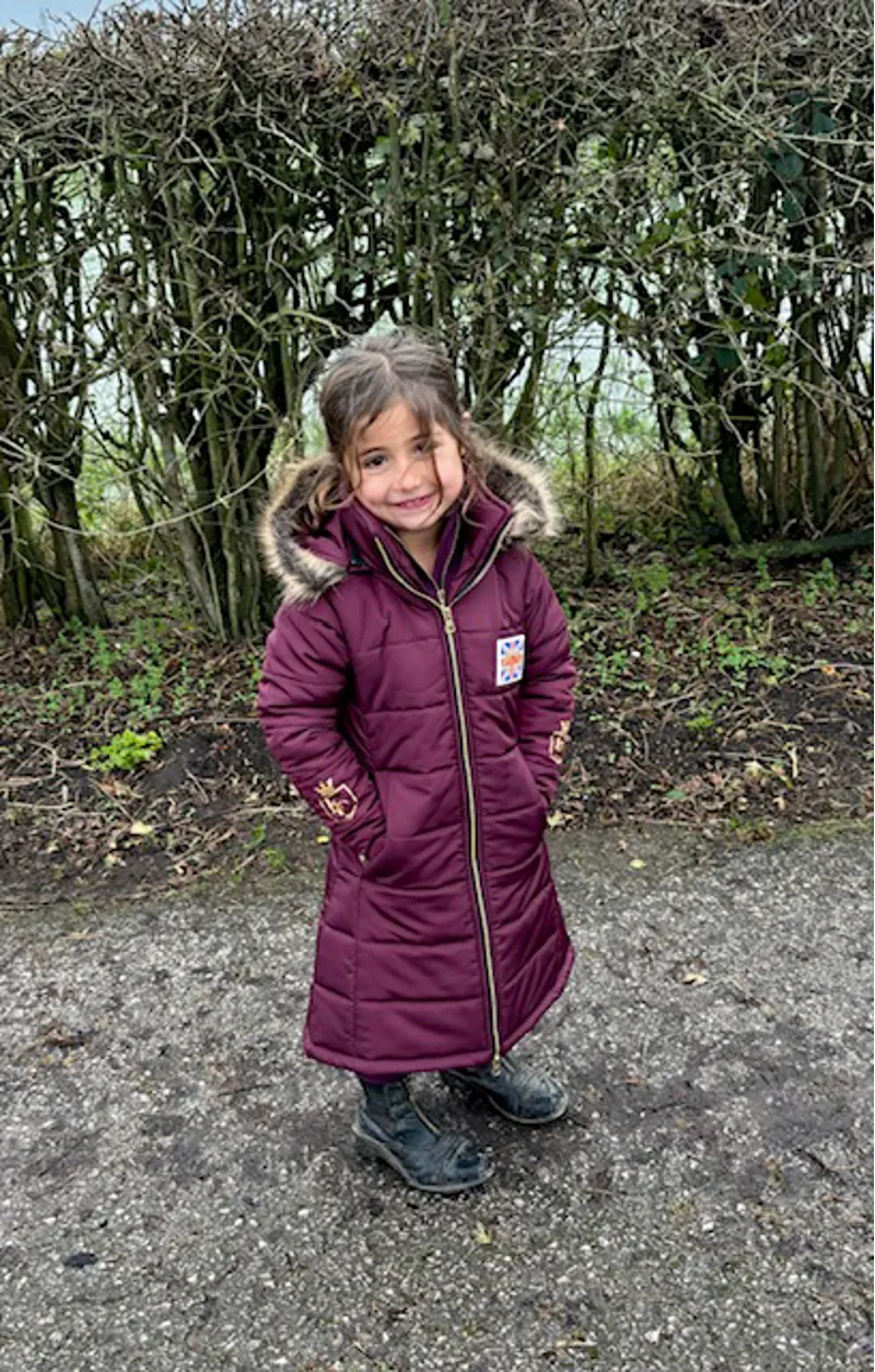 Equestre Co. Elite Young Rider Long Riding Jacket in Burgundy -5