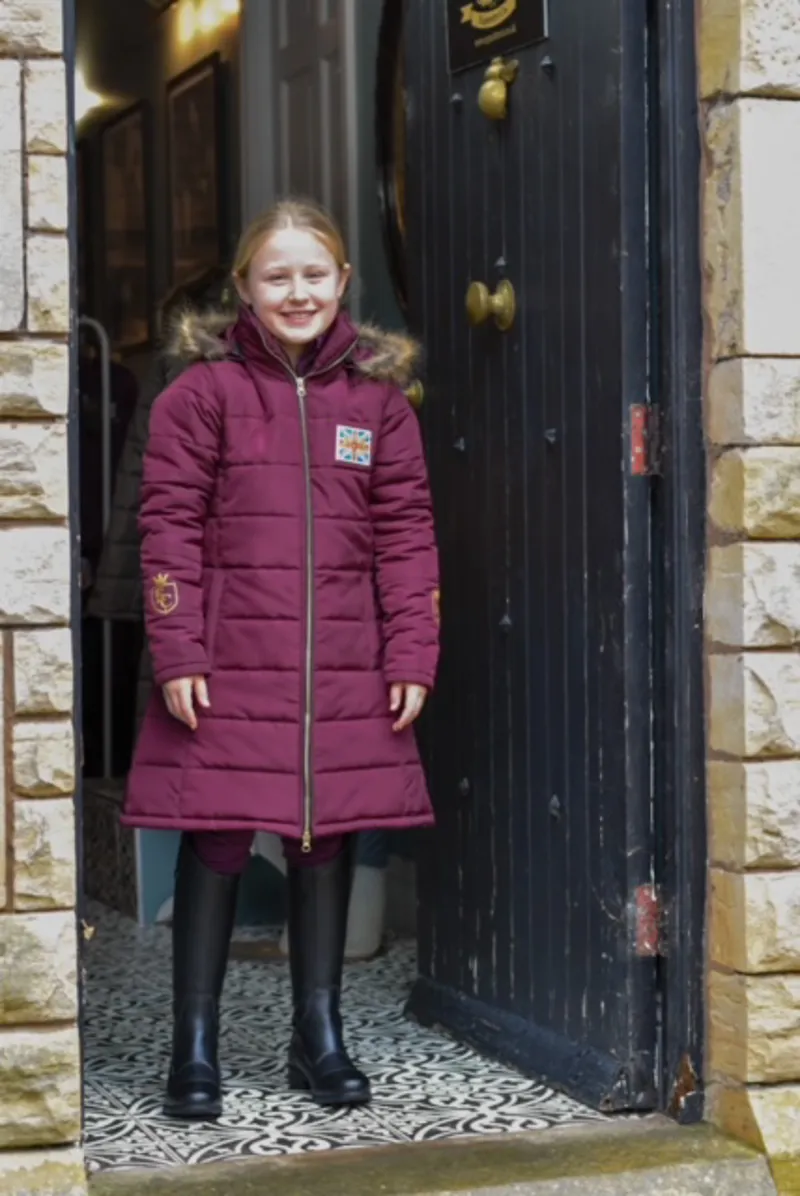 Equestre Co. Elite Young Rider Long Riding Jacket in Burgundy 