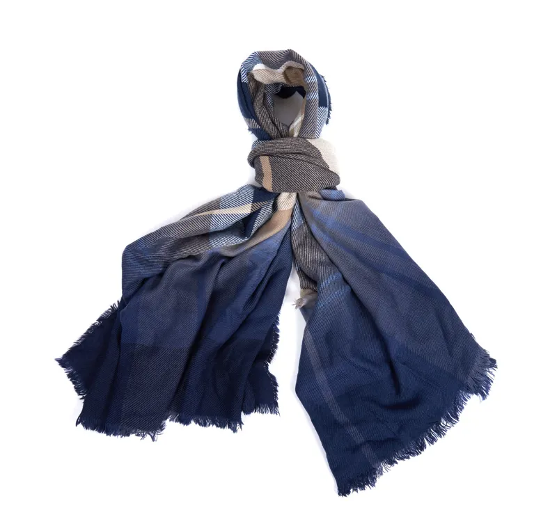 Barbour Glenn Scarf in Navy/Mink-1