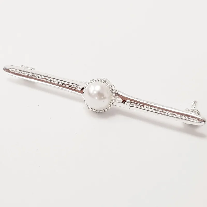 Equetech Pearl Stock Pin in Silver