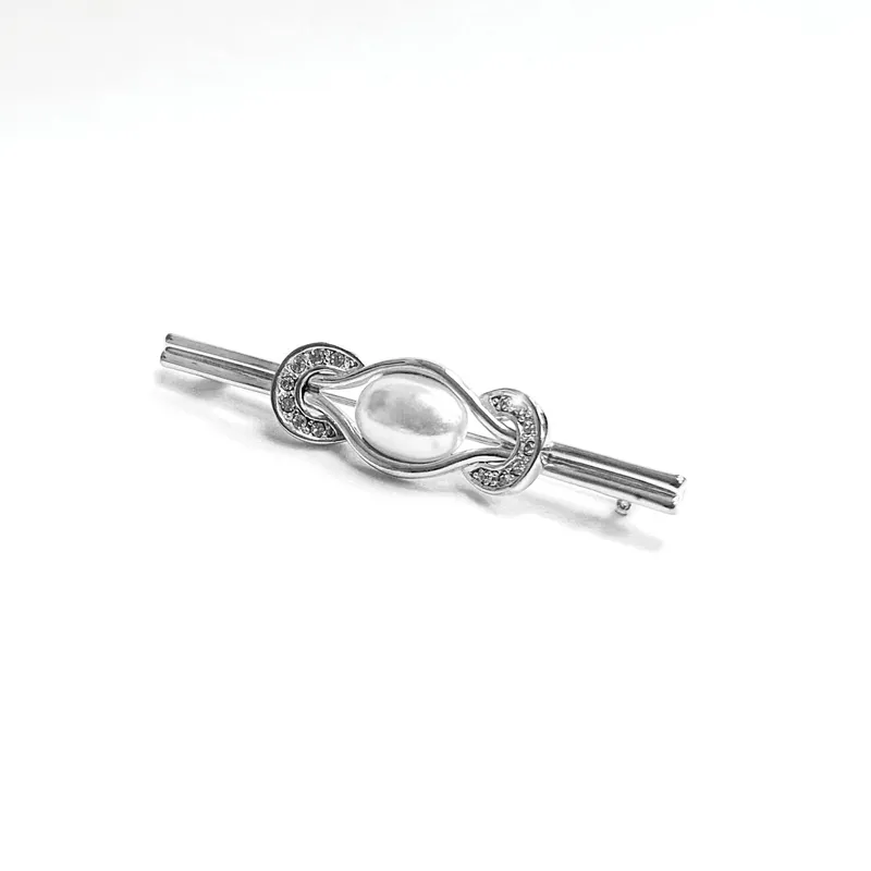 Equetech Pearl and Horseshoes Stock Pin in Silver