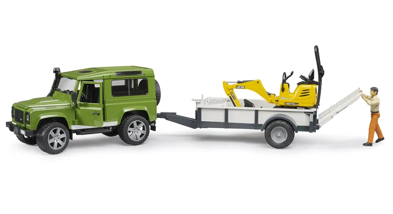 Bruder Land Rover Defender with Trailer and JCB excavator 1:16-2
