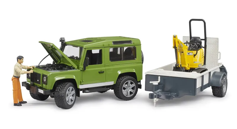 Bruder Land Rover Defender with Trailer and JCB excavator 1:16-3