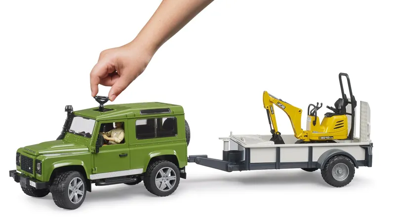 Bruder Land Rover Defender with Trailer and JCB excavator 1:16-4