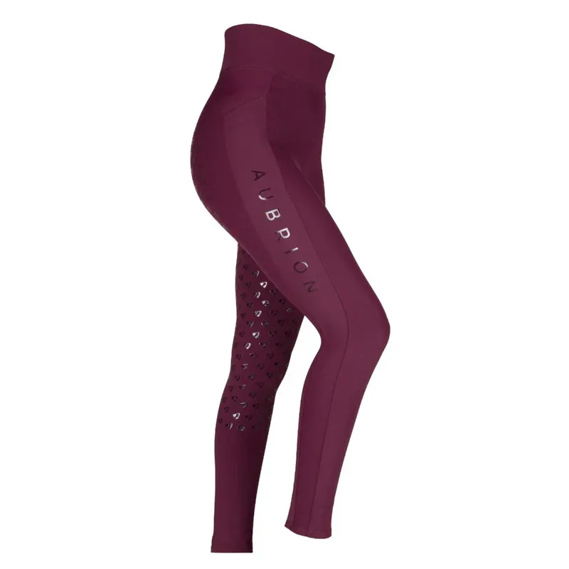Aubrion Maids Albany Riding Tights in Black Cherry