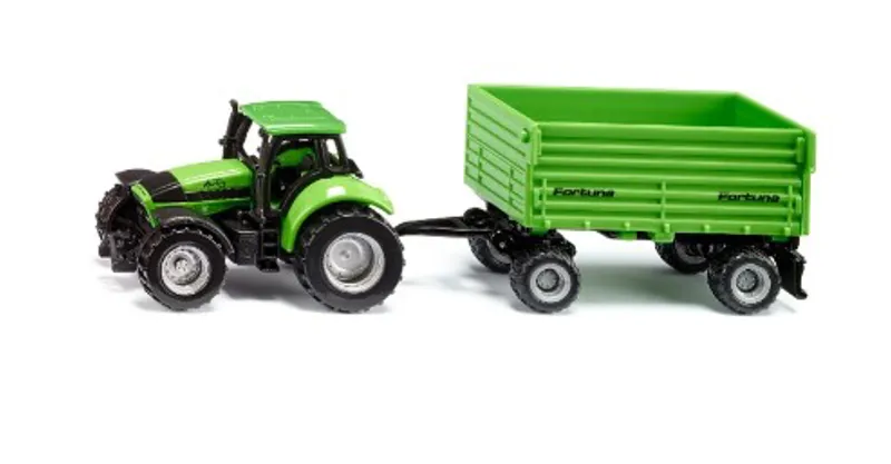 Siku Deutz Fahr with Fortuna 4 Wheel Trailer
