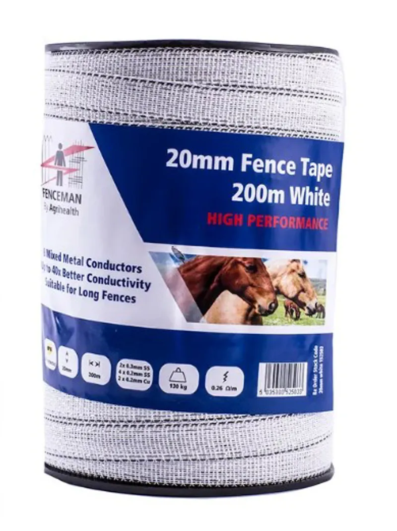 Fenceman High Performance Tape 20mm 200m in White