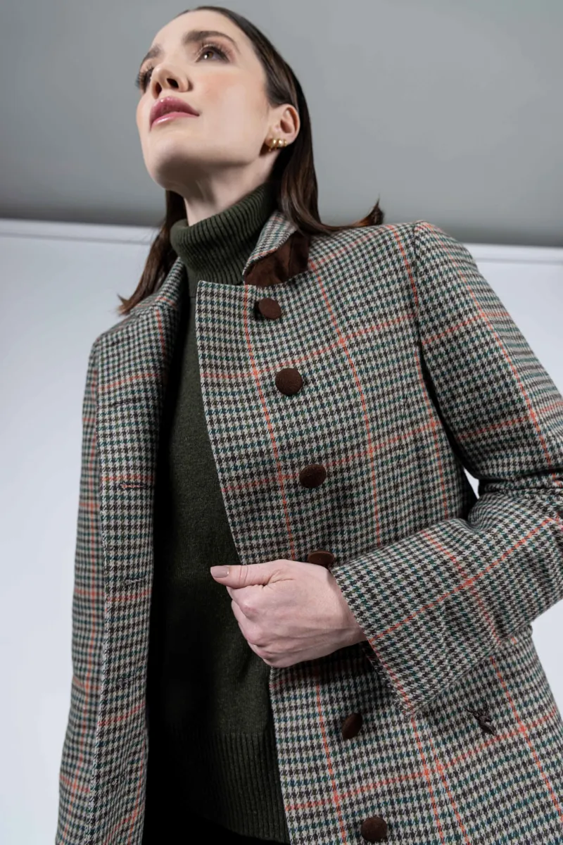 Hartwell ANNA Pure Wool Brown Check Coat-2