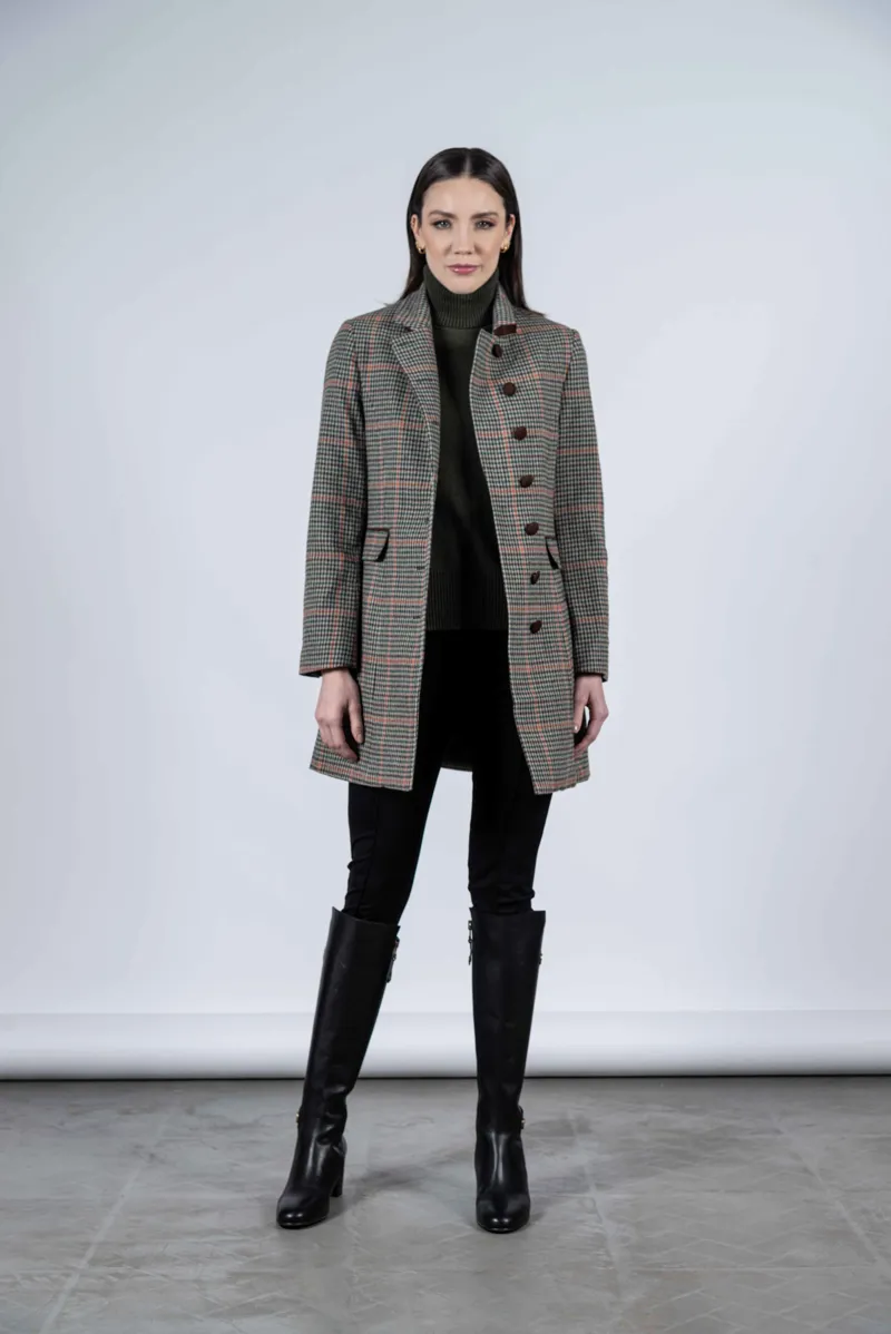 Hartwell ANNA Pure Wool Brown Check Coat-3
