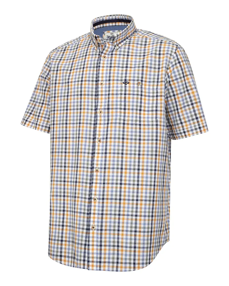 Hoggs of Fife Aberdour Checked Shirt in Blue Basil and Gold