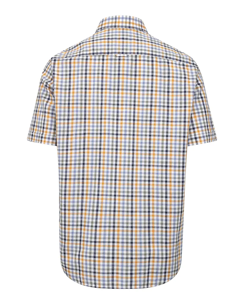 Hoggs of Fife Aberdour Checked Shirt in Blue Basil and Gold-1