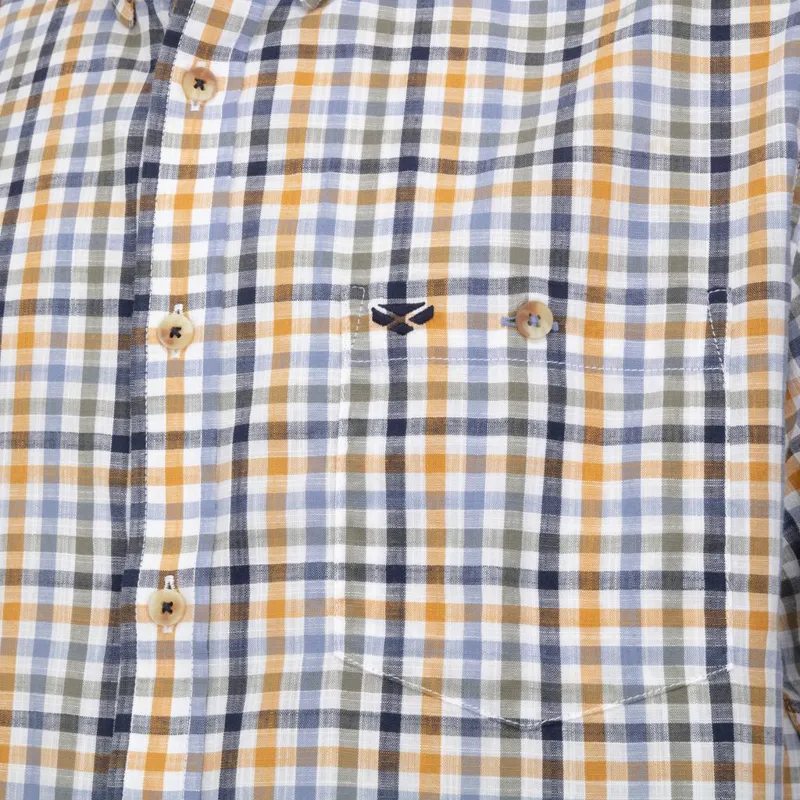 Hoggs of Fife Aberdour Checked Shirt in Blue Basil and Gold-2