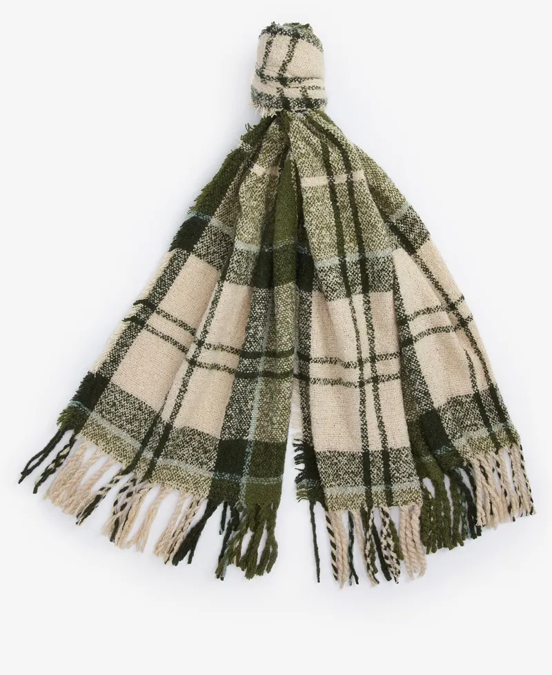 Barbour Tartan Boucle Scarf in Ancient Loden
