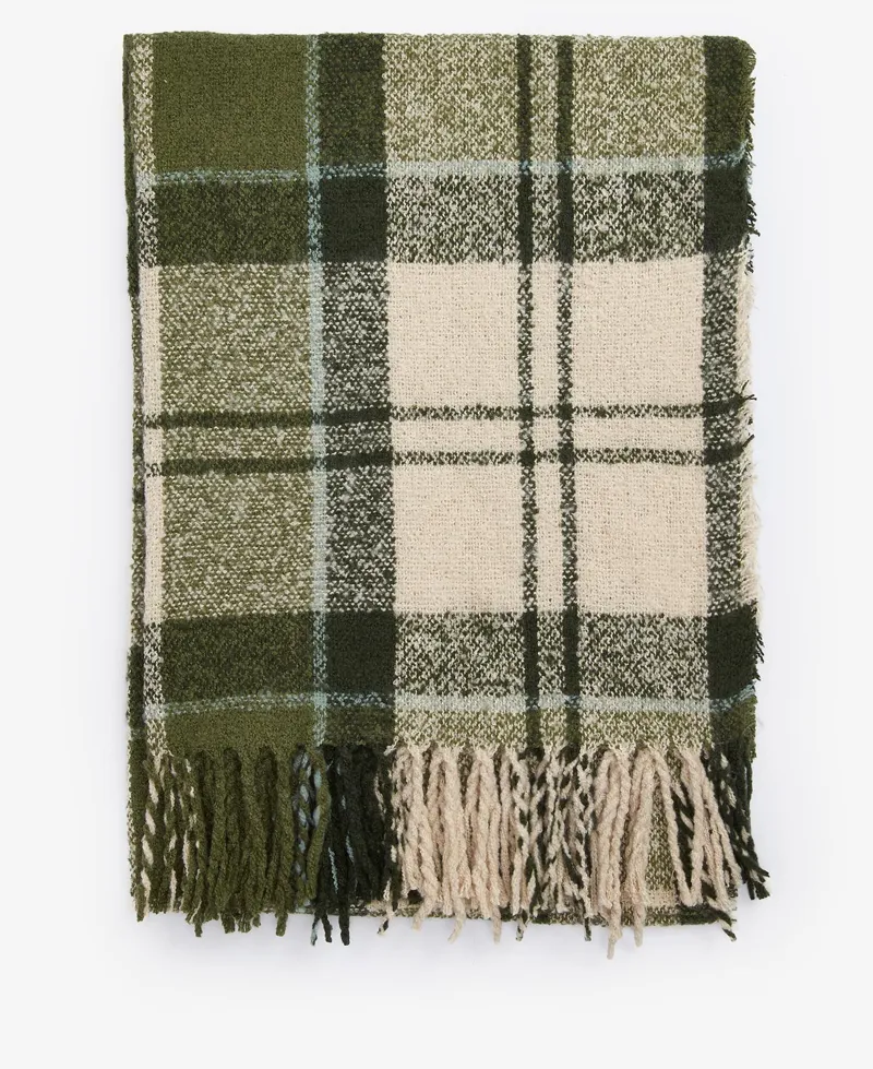 Barbour Tartan Boucle Scarf in Ancient Loden-1