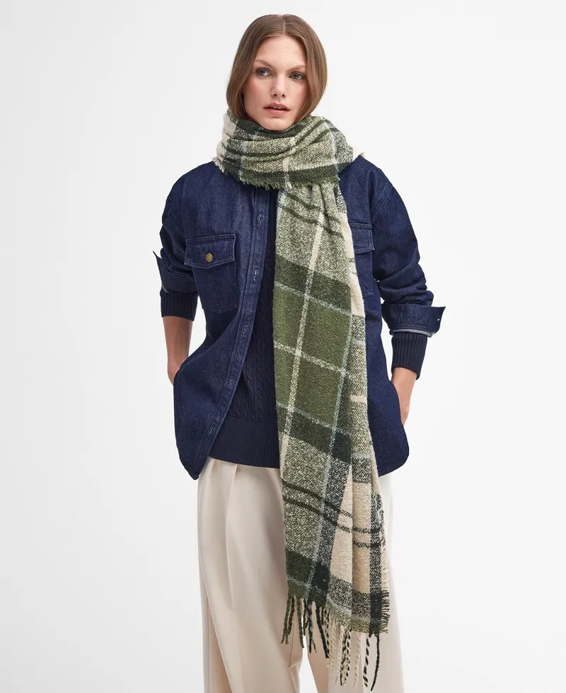 Barbour Tartan Boucle Scarf in Ancient Loden-3