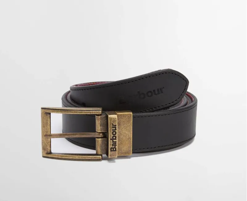 Barbour Reversible Belt in Black/Classic Tartan