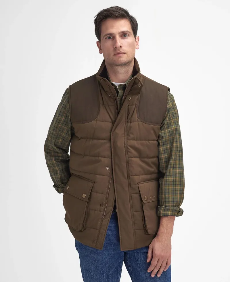 Barbour Bradford Tattersall Gilet in Dark Sand-1