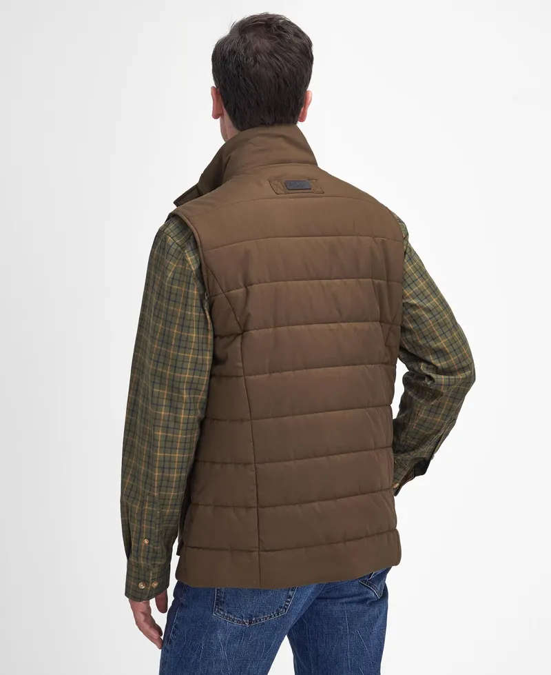 Barbour Bradford Tattersall Gilet in Dark Sand-3