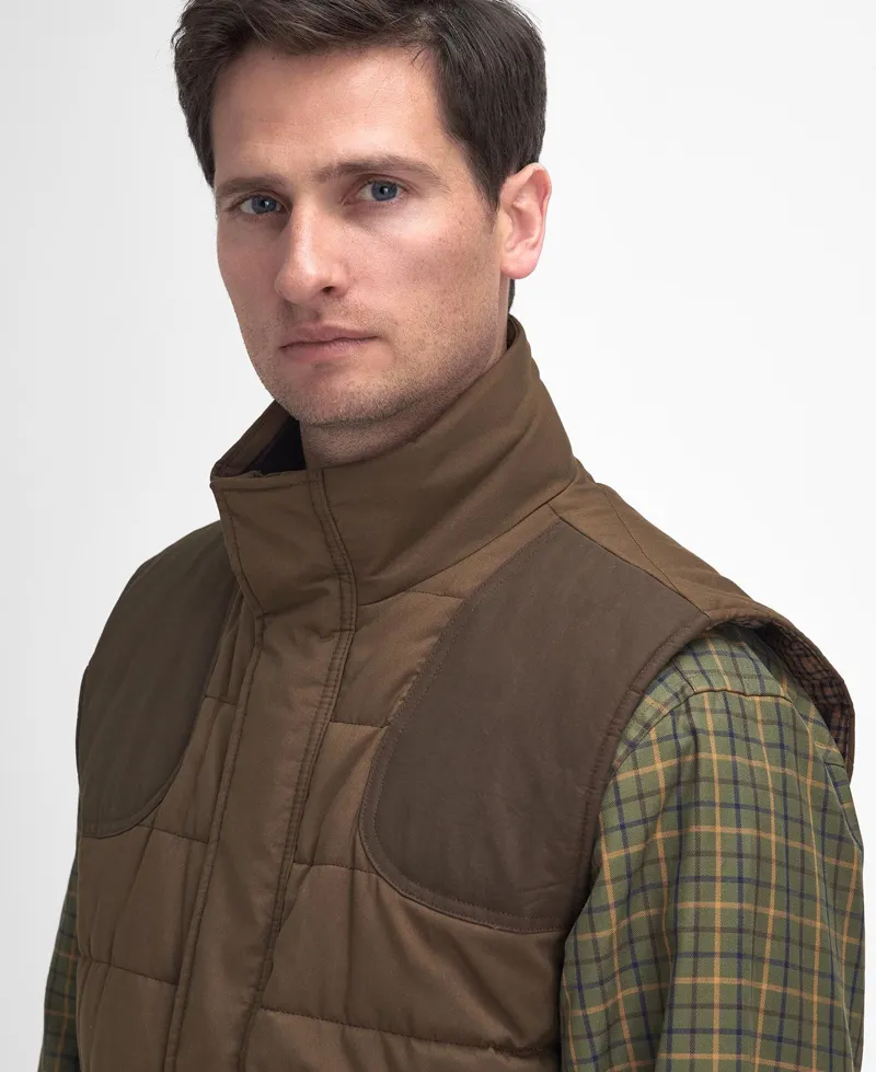 Barbour Bradford Tattersall Gilet in Dark Sand-4