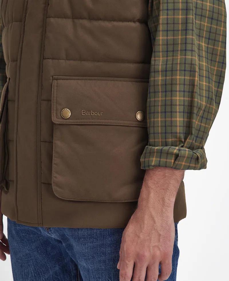 Barbour Bradford Tattersall Gilet in Dark Sand-5