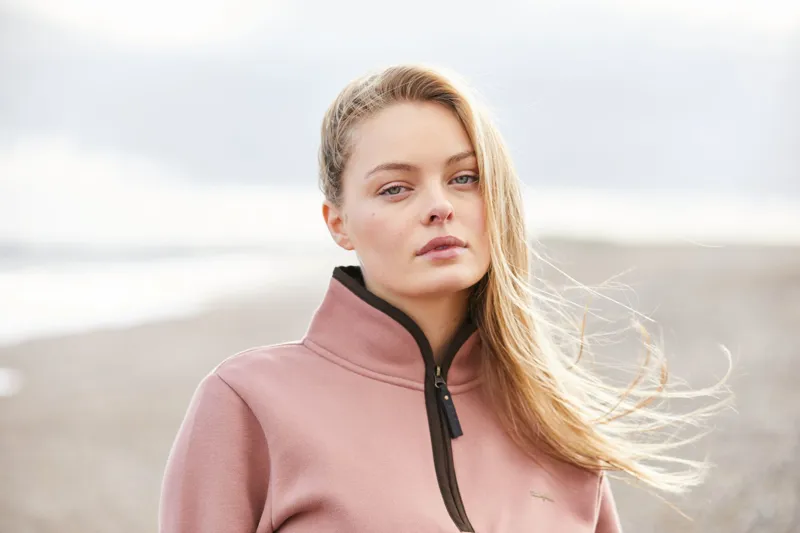 Ridgeline Brancaster 1/4 Zip Top in Dusky Pink-4