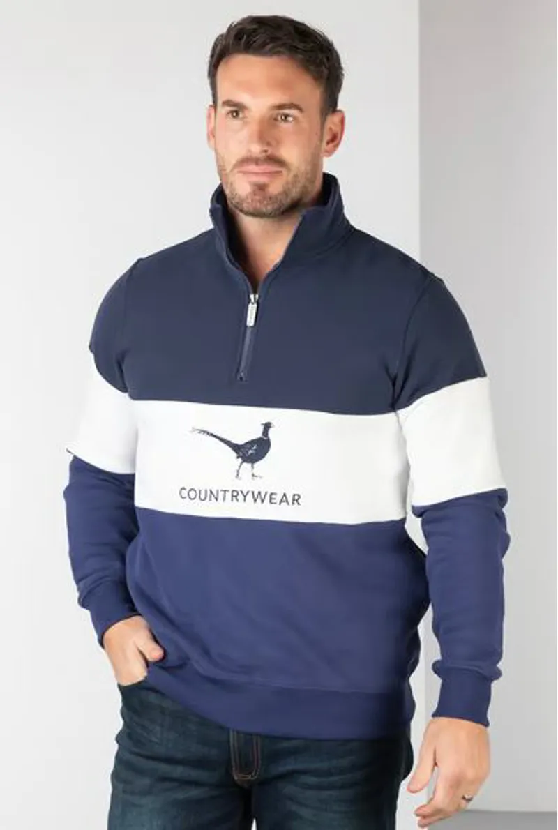 Rydale Byland Pheasant Sweatshirt in Navy/White/Denim-2