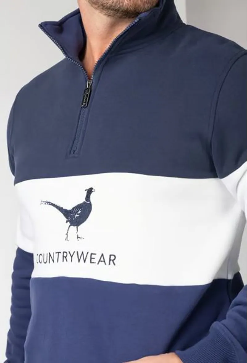 Rydale Byland Pheasant Sweatshirt in Navy/White/Denim-4
