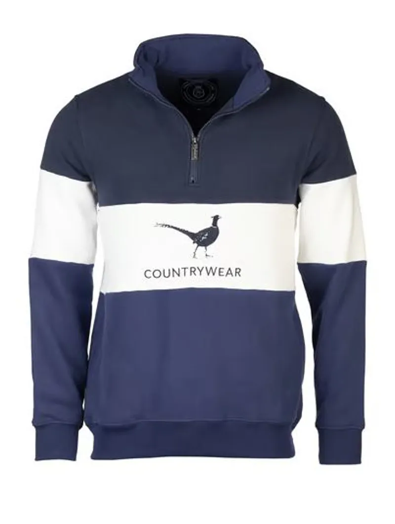 Rydale Byland Pheasant Sweatshirt in Navy/White/Denim