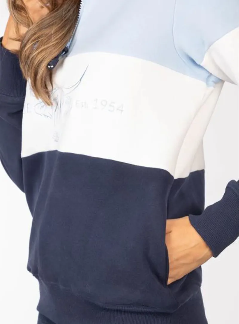 Rydale Byland Cow Sweatshirt in Soft Blue/White/Navy-2