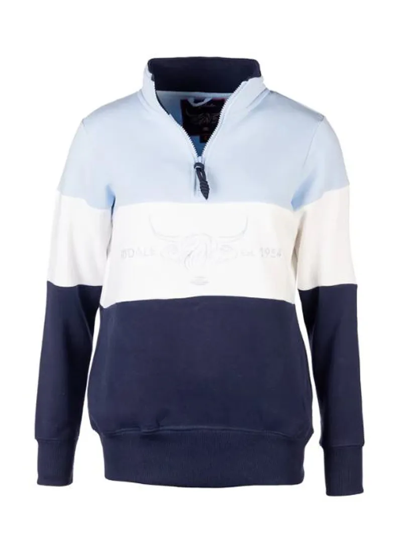 Rydale Byland Cow Sweatshirt in Soft Blue/White/Navy-4