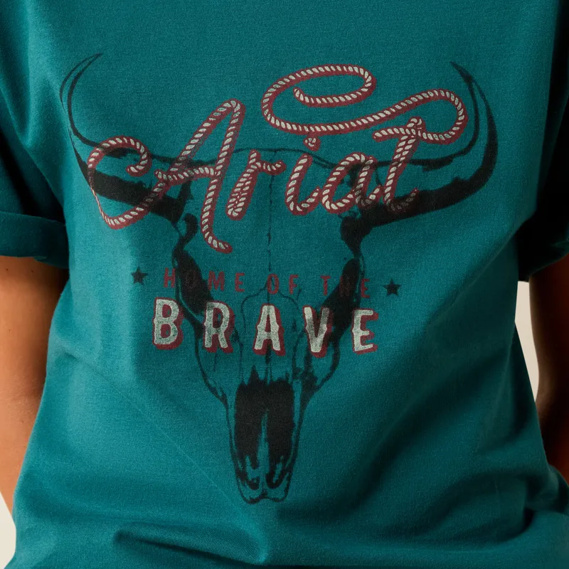 Ariat Youth Cattle Skull Freedom T-shirt in Mediterranean-1